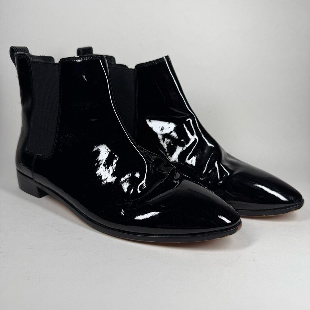 J. Crew Women's Size 9 Black Patent Leather Chelsea Bootie Boots‎ AQ660